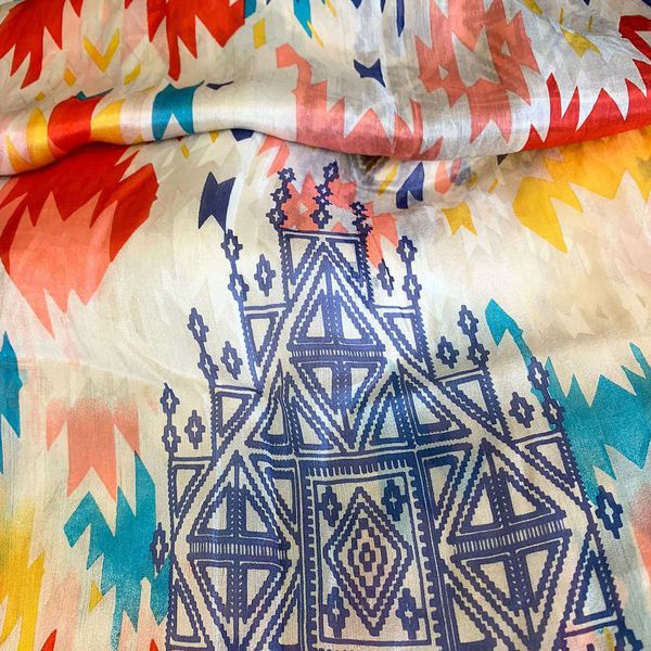 2. Vimanas, silk scarf white BRASS Workshop 02-2210
