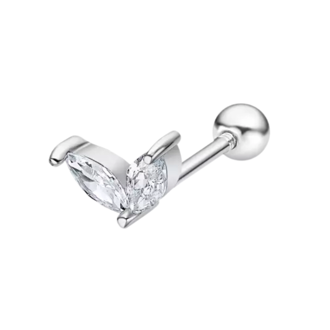 Orecchini dal design unico con cascata di foglie in oro e argento