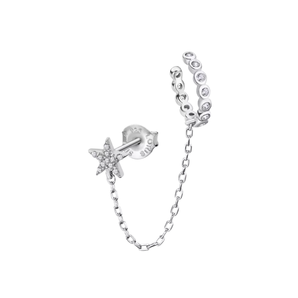 Ear cuff senza piercing con stella in argento sterling