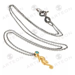 2. Collana argento cavalluccio marino oro