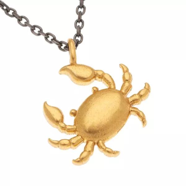 Collana Con Perla E Granchio In Argento 925 Placcato Oro 14K - Gioiello Regalo Per Donna, Mamma