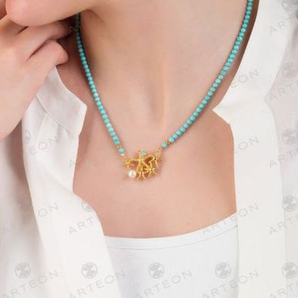 2. Collana girocollo turchesi e stelle marine turchese Arteon 32226-045