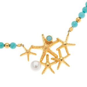 1. Collana girocollo turchesi e stelle marine turchese
