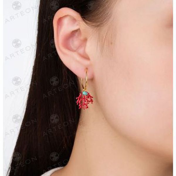 2. Enamelled "Coral Reef" Hoop Earrings red Arteon 50885-000