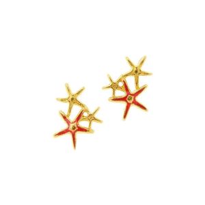 1. Orecchini stelle marine e smalto rosso oro