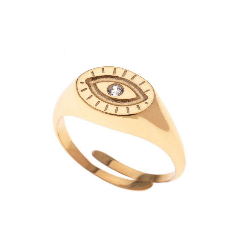 Anello In Argento 925 Placcato Oro - Pietra del Sole AAA