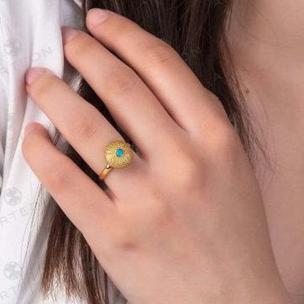 2. Turquoise “sea urchin” ring gold Arteon 23676-000
