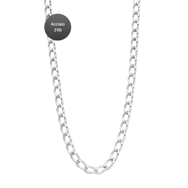Collana Catena Portafortuna Argento 925 A Scatola, Lunghezza 50-60 Cm, Senza Pietre
