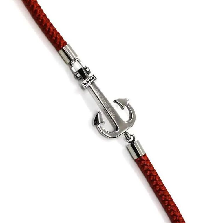 Bracciale Unisex Con Cordino In Acciaio E Ancora, 15 Colori Disponibili, Lunghezza 18-19 Cm, Lega Metallica