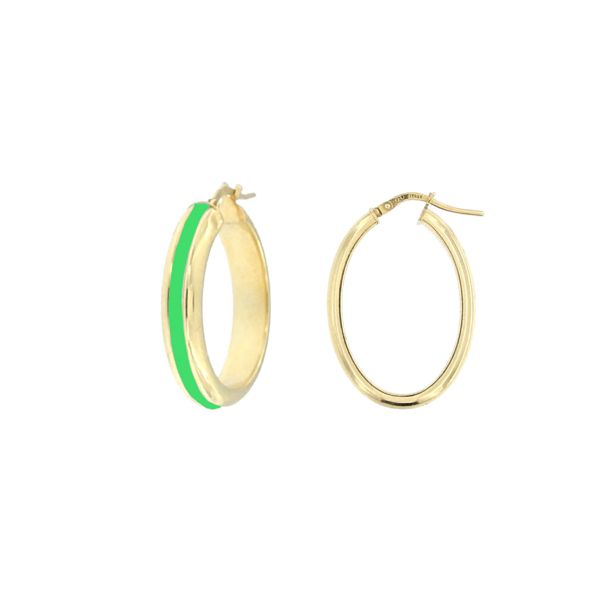 1. Enamel oval earrings green BRASS Workshop 328-02