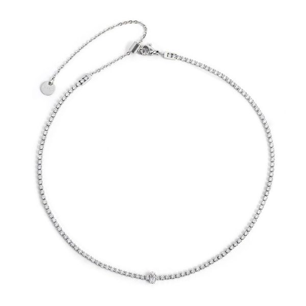 1. White crystal tennis choker necklace steel grey Marlù Gioielli 2co0076