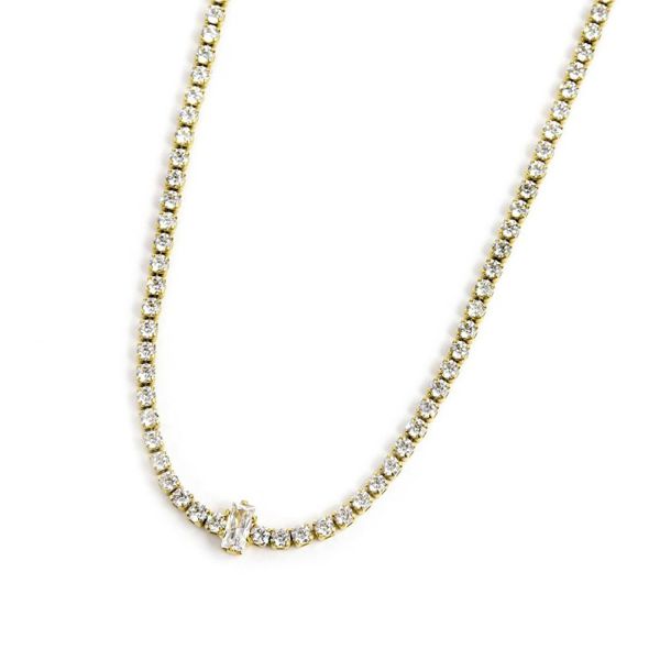 2. White crystal tennis choker necklace gold Marlù Gioielli 2co0076