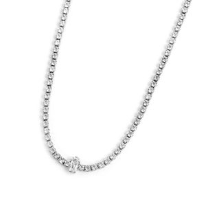 2. White crystal tennis choker necklace steel grey