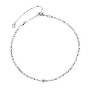 White crystal tennis choker necklace steel grey Marlù Gioielli