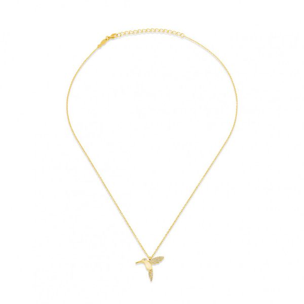 Finrezio 18 K Placcato Oro Colibrì Pendente della Collana per Donna Mamma Collana Pendente Cristallo Collane Argento Collana Animale Gioielli Regali per Donna