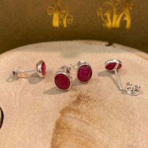 Oval ruby stone earrings ruby BRASS Workshop