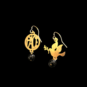 Peace brass earrings black Barbara Burgio
