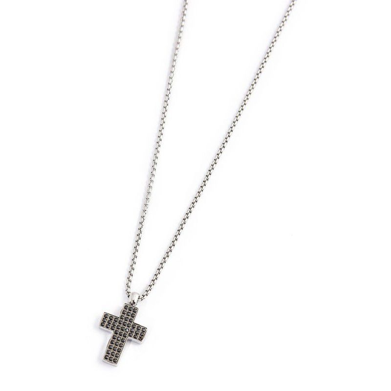 Collana Oro Giallo 14K Con Ciondolo Croce Laterale - Catena 45,7 Cm, Peso 1,9g, Chiusura Moschettone