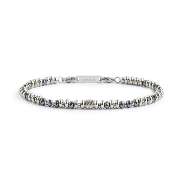 1. Faceted hematite steel bracelet steel gray Marlù Gioielli 1br0060-e