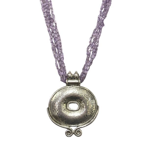 1. Amethyst Quartz Strand Medallion Necklace purple BRASS Workshop cam01
