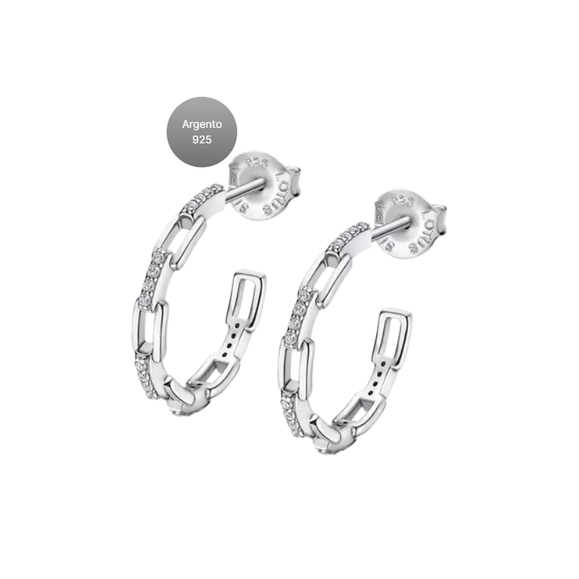 SILVEGO Orecchini A Cerchio In Argento 925 Rodiato Con Zirconi Bianchi – Diametro 14 Mm, Larghi 5 Mm, Regalo In Elegante Scatolina