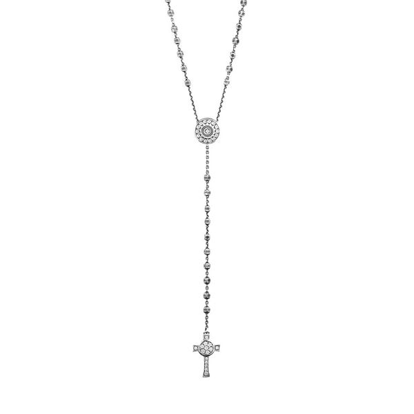 4. Nativity and cross rosary necklace Silver gray ELLIUS Jewelry r847