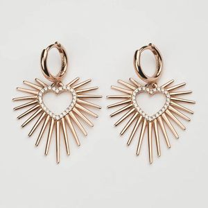 Orecchini cuore raggi rosato BRASS Workshop
