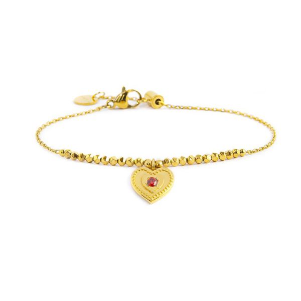 Philip Jones Bracciale Cuore Placcato Oro, Catena Box 18+3cm, Ipoallergenico, In Sacchetto Regalo