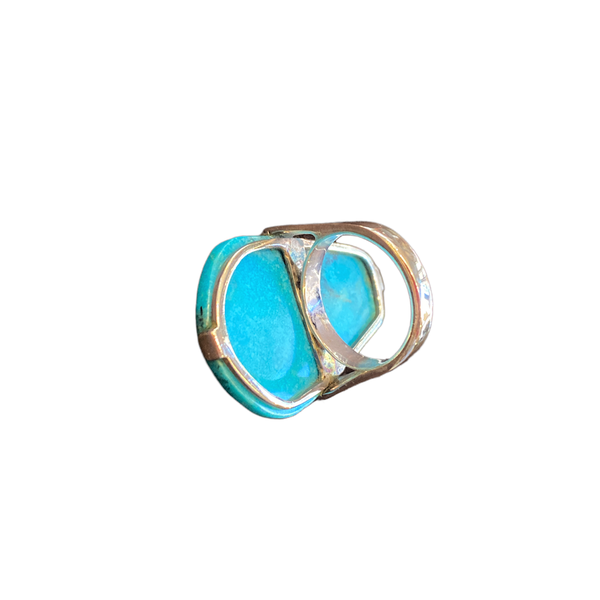 2. Ring with turquoise turquoise BRASS Workshop at118