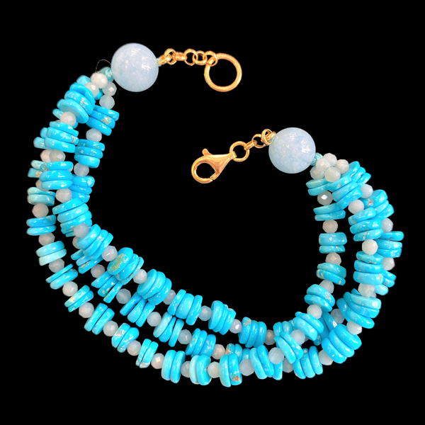 2. 3 strand turquoise stone bracelet turquoise BRASS Workshop bt01
