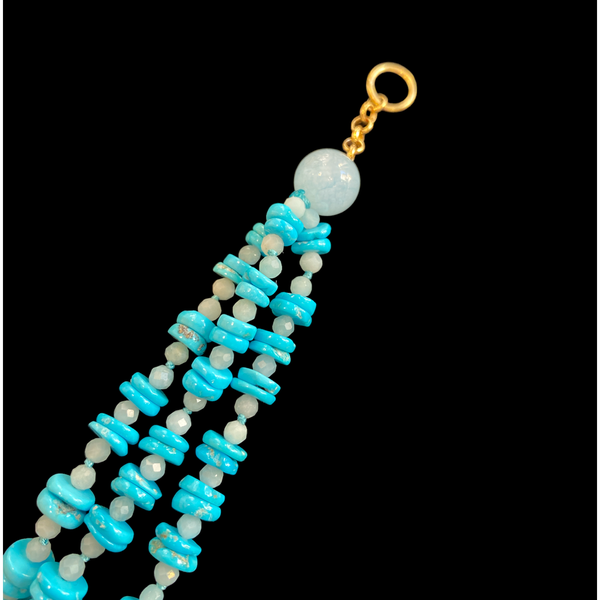1. Bracciale 3 fili turchese e calcedonio turchese BRASS Workshop bt02