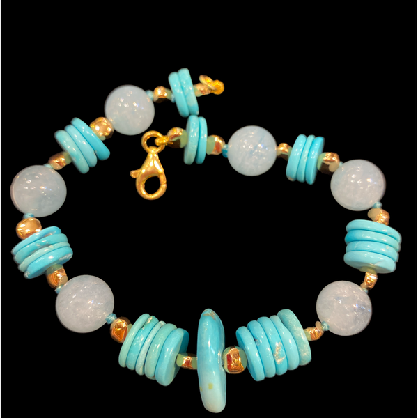1. Bracciale calcedonio e turchese turchese BRASS Workshop bt04