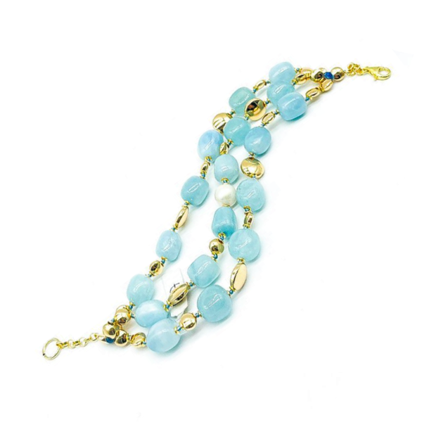 2. Bracciale acqua marina e ematite celeste BRASS Workshop brca01