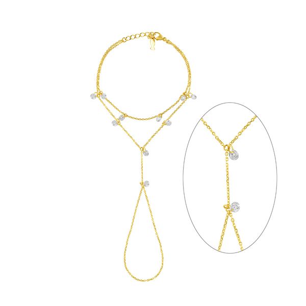 Shining Dots Shahmaran, sterling silver handchain gold Kurshuni Gioielli