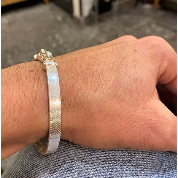 3. Bracciale snake piatto 6 mm grigio argento BRASS Workshop s22b9