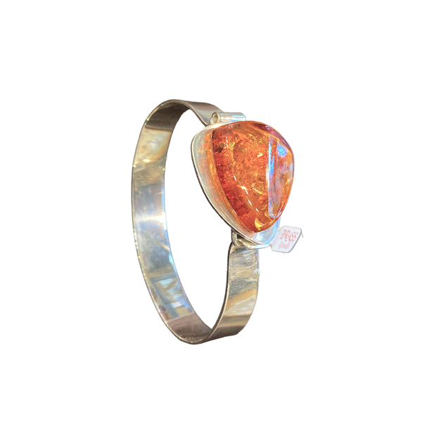 2. Bracciale rigido con ambra grigio argento BRASS Workshop bsbr10