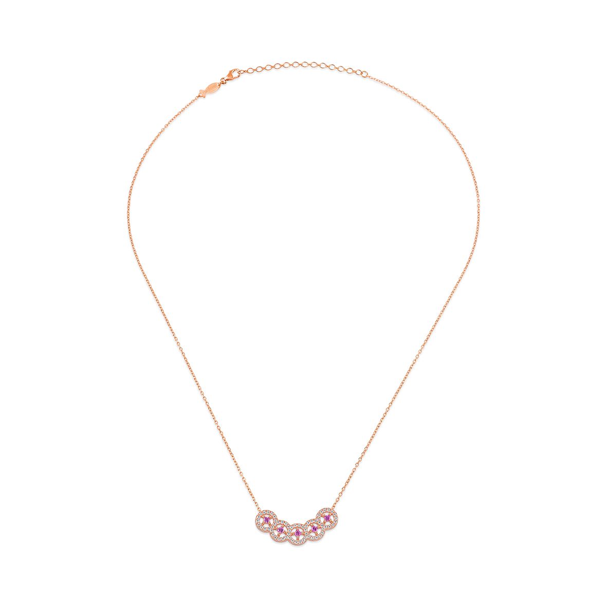 Rosato Base Collana In Argento 925 Con 3 Anelli - Lunghezza 47 Cm - Personalizzabile Con Ciondoli, Garanzia 24 Mesi - 3