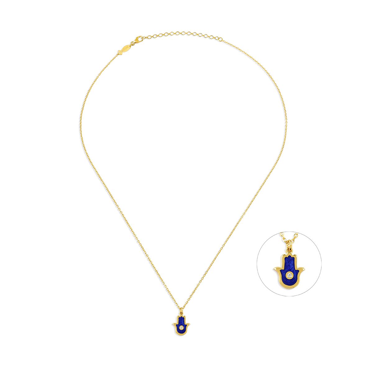 Tuscany Silver Collana regolabile con mano di Hamsa e zirconi placcata
