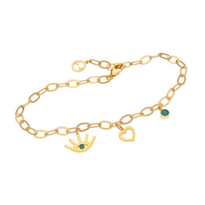 Bracciale Con Occhio Maligno Greco In Oro Bianco Massiccio 14 - Foto 5