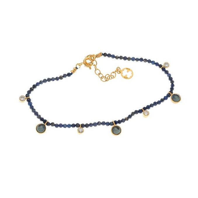 Philip Jones Bracciale Con Cristallo Blu E Zircondia – Regalo Di Lusso In Sacchetto Firmato