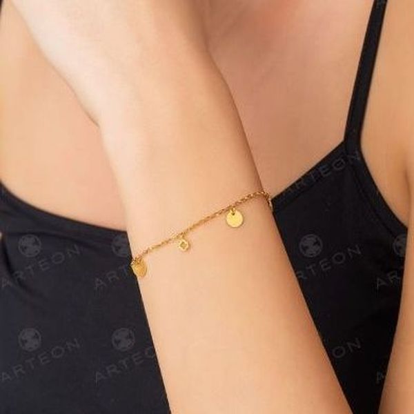2. Disc charms and crosses sterling silver bracelet gold Arteon 12313-000