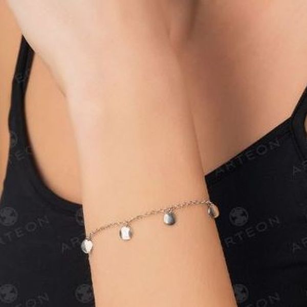 2. Tiny disc charm, sterling silver bracelet silver grey Arteon 12311-000