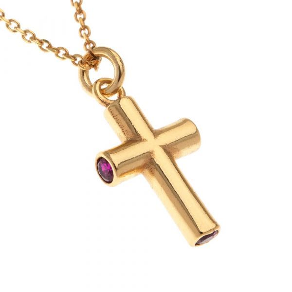 1. Cross, stone chain necklace gold Arteon