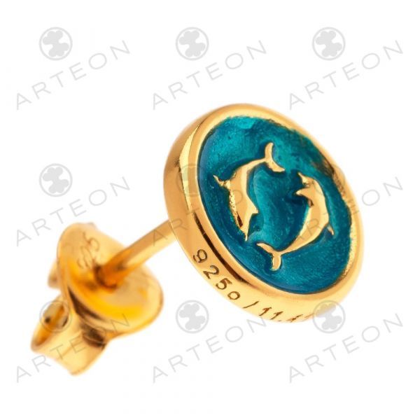 2. "Dolphin" earlobe earrings blue Arteon 51048-000