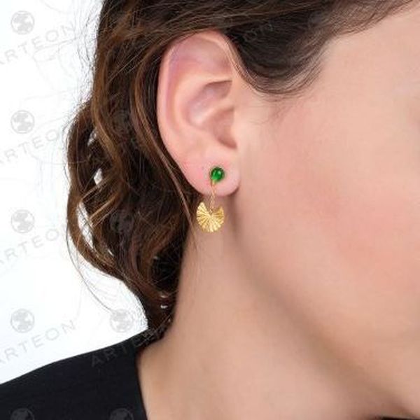Orecchini A Goccia Lunghi A Foglia, Placcati Oro Giallo Con Cristallo CZ, Per Donna, Eleganti E Bohémien