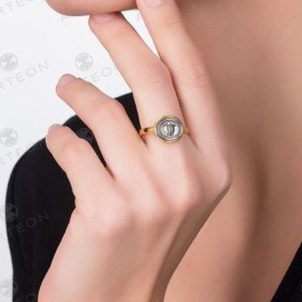 Avalaya Anello Tartaruga Con Cristalli Multicolore - Oro Invecchiato Regolabile - 2