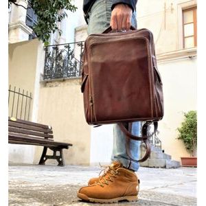 3. Square leather backpack brown
