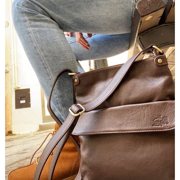 4. Shoulder bag strap with external pocket brown BRASS Workshop tpa05