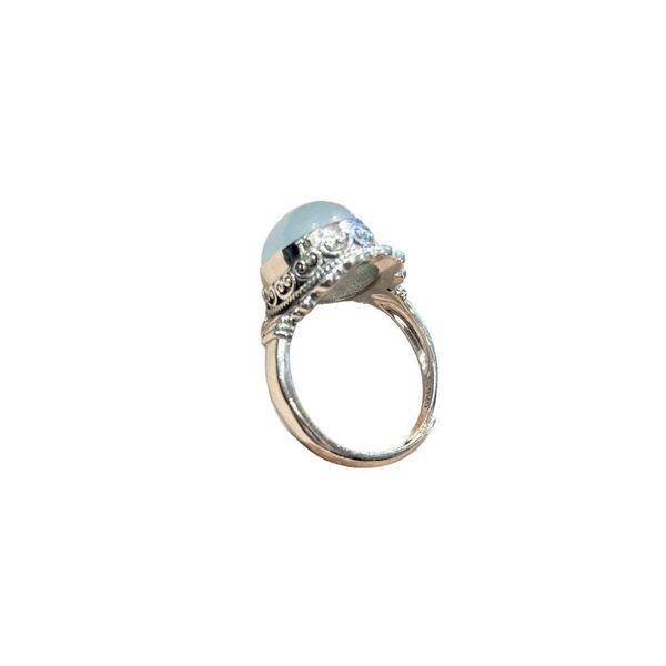 1. Oval stone ring blue light BRASS Workshop bsan06