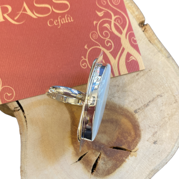 2. Anello rombo di madreperla bianco BRASS Workshop g23a08